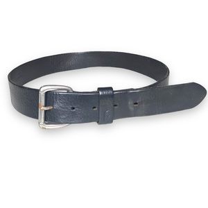 POLO Ralph Lauren Black Leather Belt with Silver Buckle 32